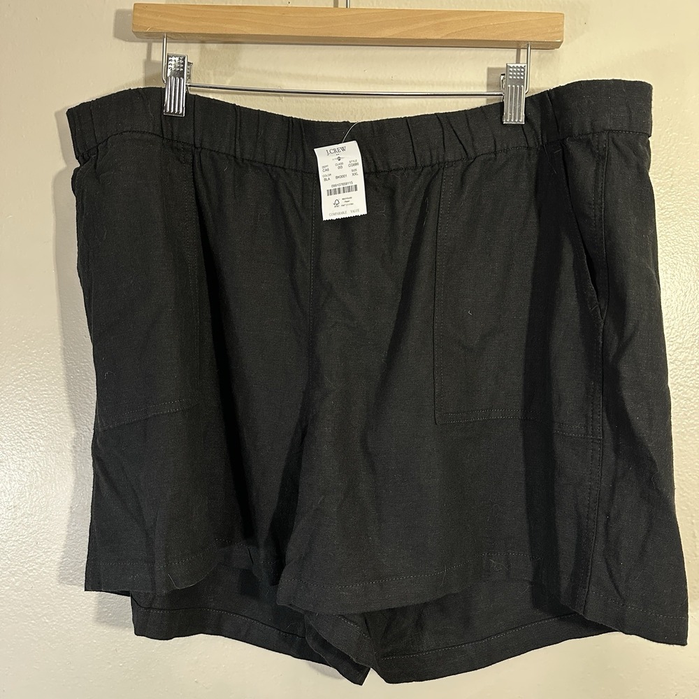 New J Crew Women's XXL Linen Black Shorts Preppyβ NEW